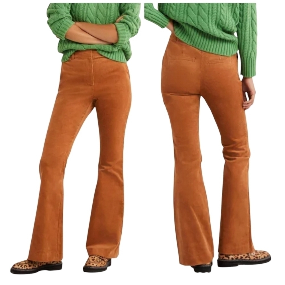 Boden | Women's Spiced Latte Brown High Rise Flared Corduroy Pants (US Size 8L)